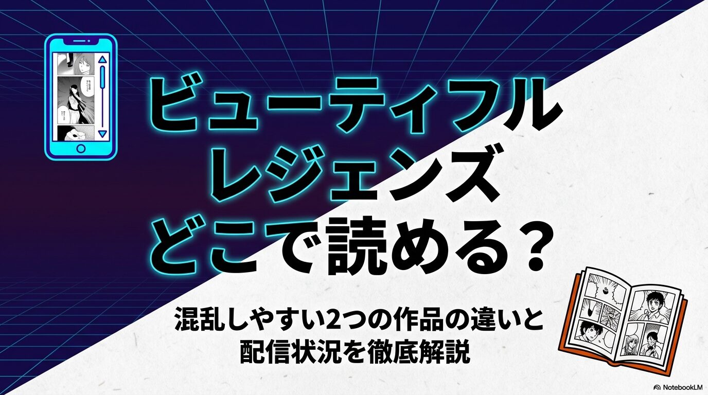 ブラウザの検索結果画面に、ウェブトゥーン風の鮮やかなイラストとモノクロの漫画が混在しているイメージ。