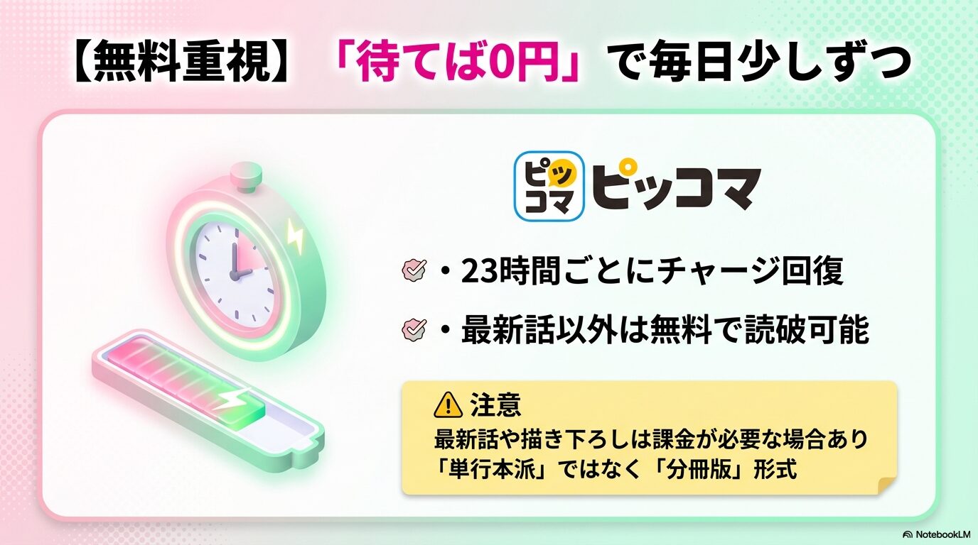 ピッコマのチャージ回復機能で『営業ですから』を無料で読む方法と、最新話・描き下ろしには課金が必要な点についての注意書き