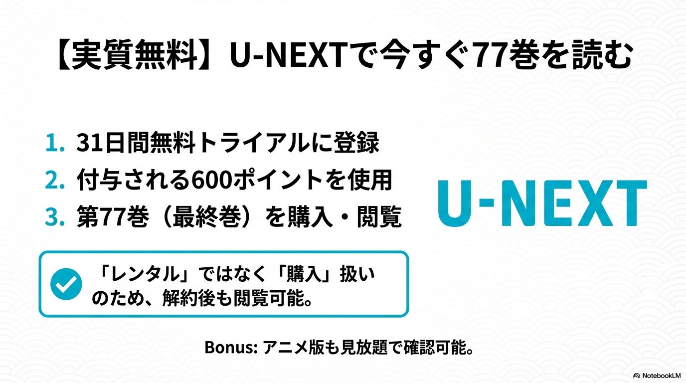 U-NEXTの31日間無料トライアル特典で銀魂77巻を実質無料で購入する手順
