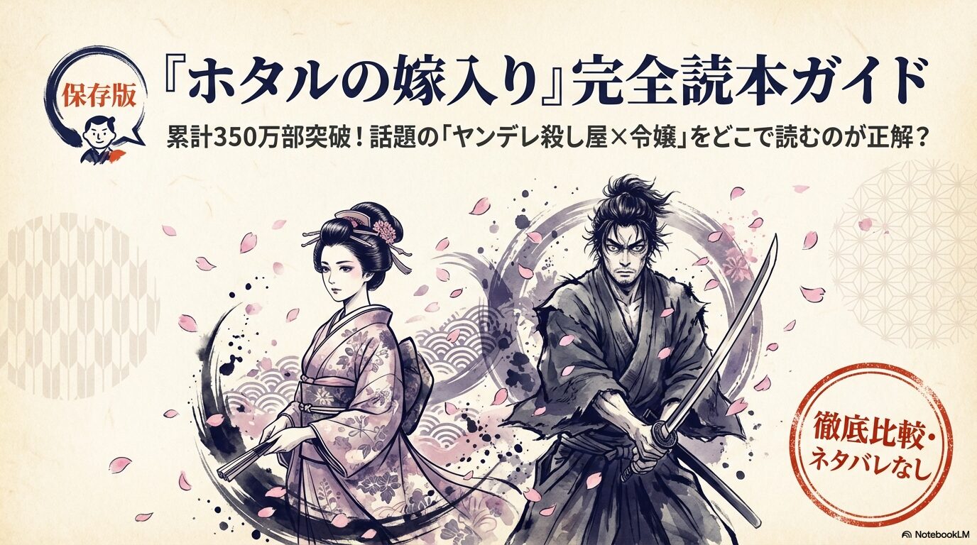 累計350万部突破の漫画「ホタルの嫁入り」をどこで読むべきか、無料派・一気読み派・保存派に分けた読書戦略マップの表紙。
