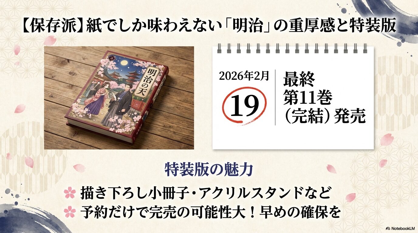 2026年2月19日発売の最終11巻情報。描き下ろし小冊子やアクリルスタンドなどの特装版特典の魅力と予約推奨の案内。