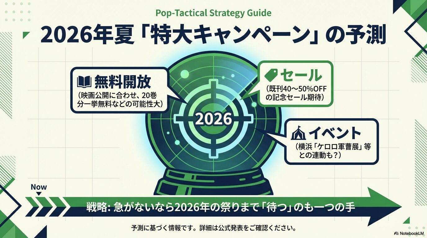 2026年夏の映画公開に合わせた無料開放、記念セール、展示会イベント連動などの予測スケジュール。