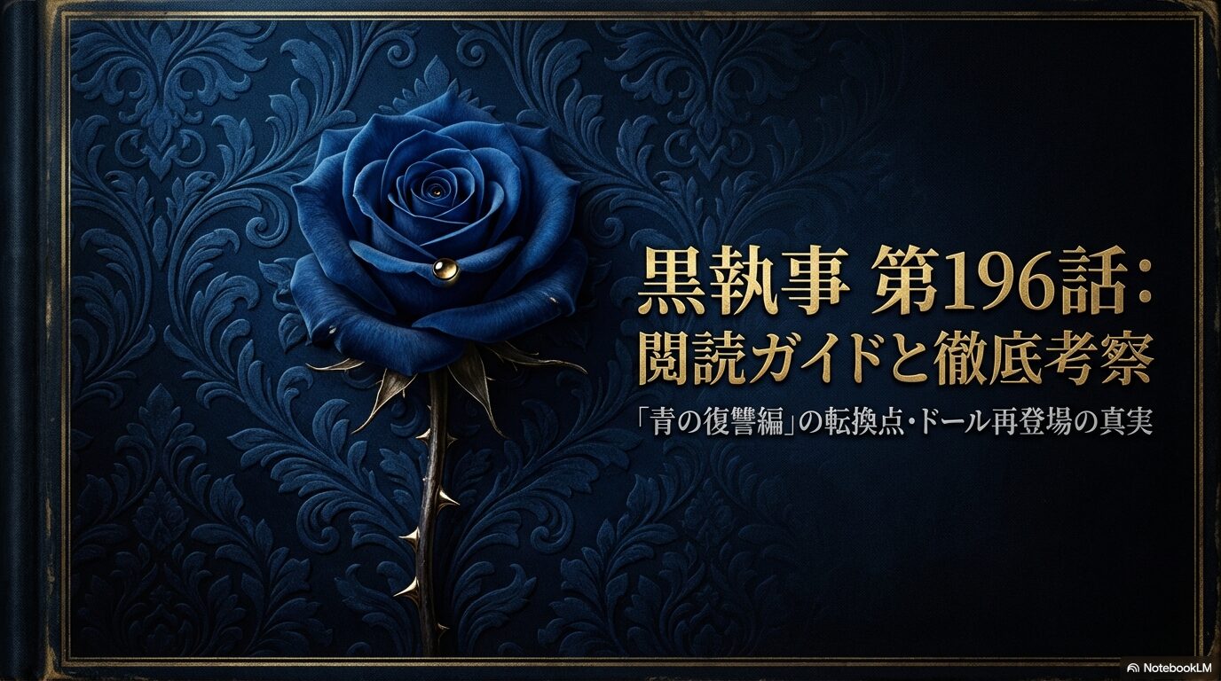 黒執事第196話の閲読ガイドと徹底考察について解説するスライドの表紙画像。