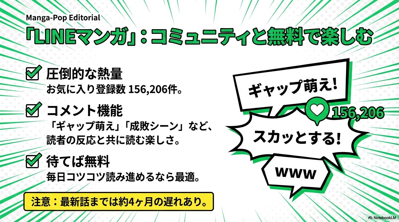 お気に入り登録数15万人超えの熱量と、コメント機能での「ギャップ萌え」共有、待てば無料機能の活用を解説。