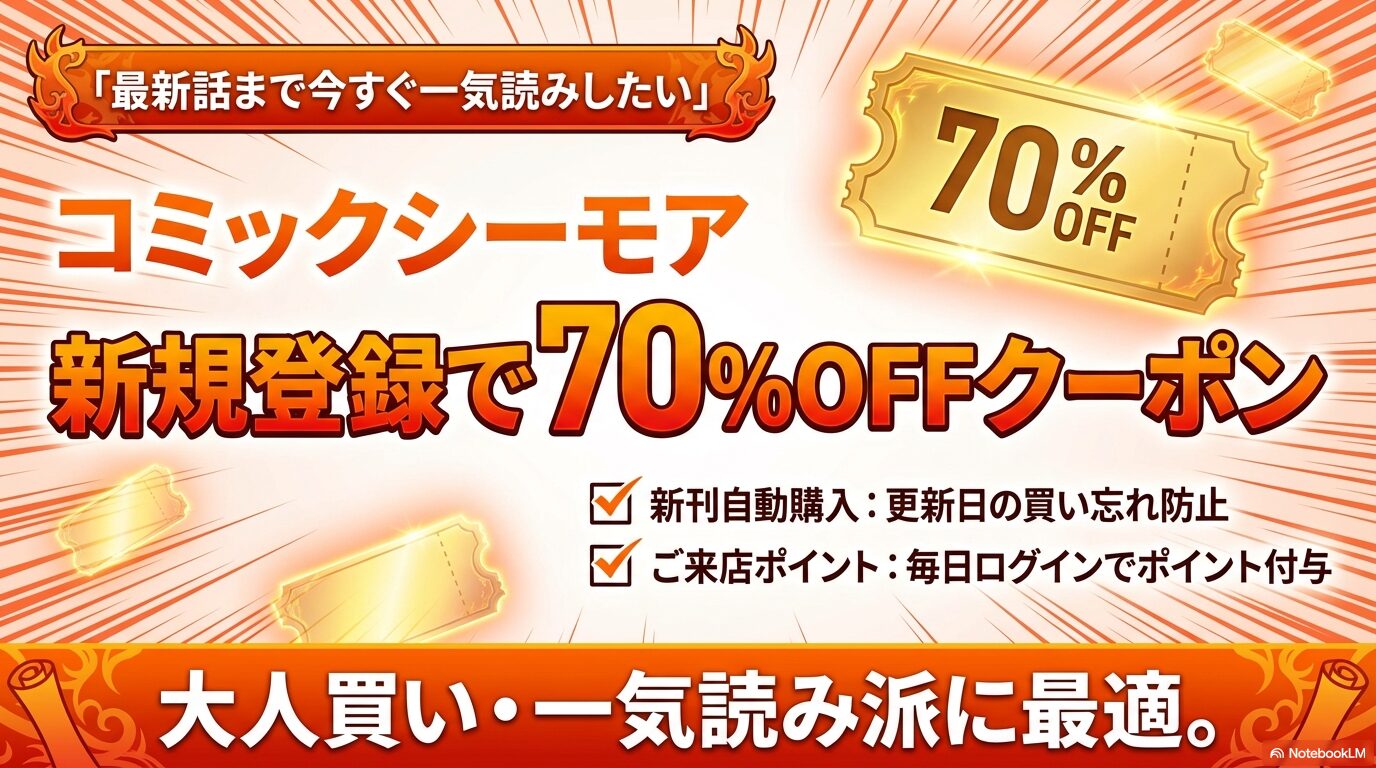 コミックシーモアは新規登録で70%OFF!大人買い・一気読み派に最適