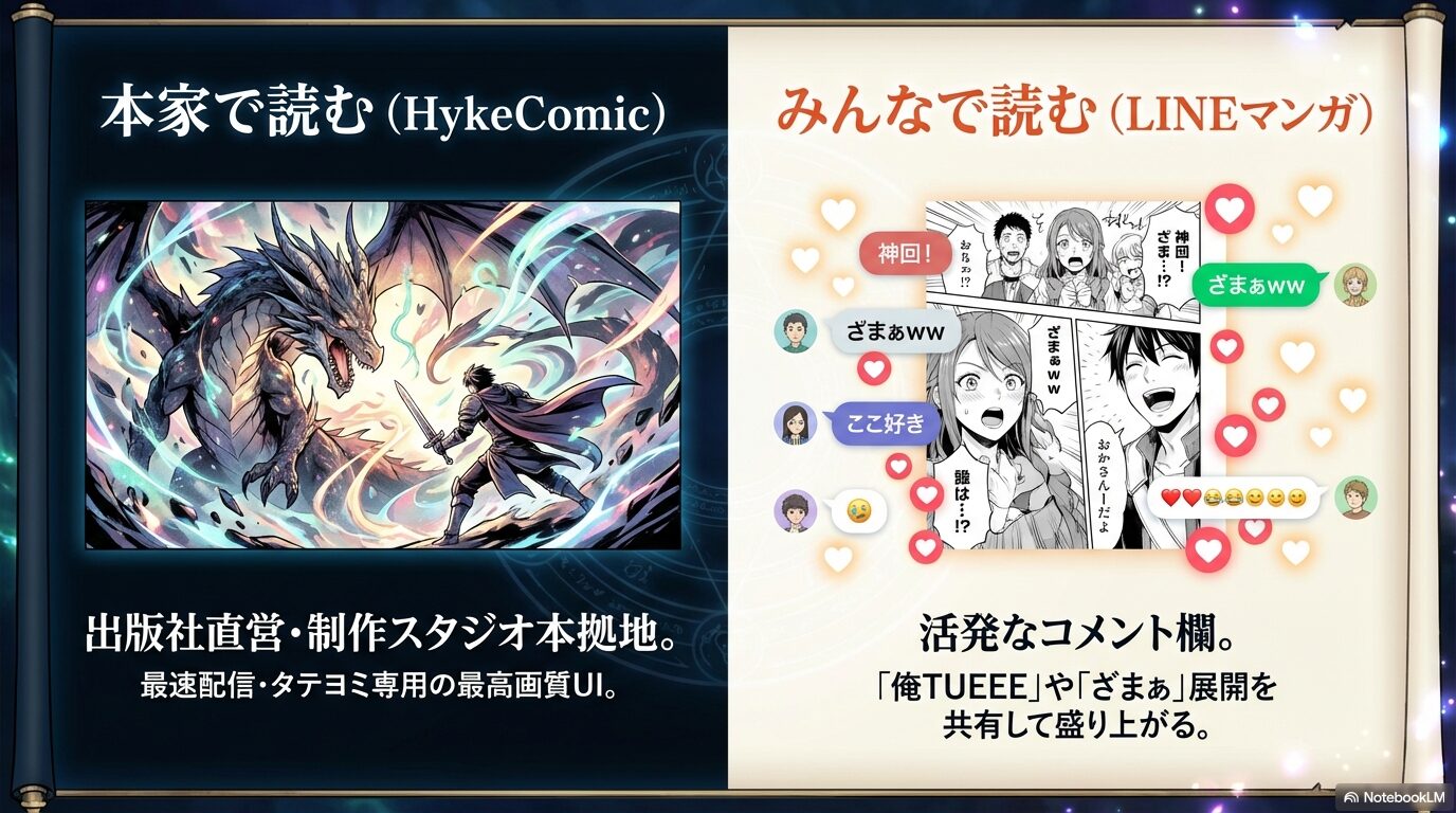 LINEマンガならコメント欄で俺TUEEEやざまぁ展開を共有して楽しめる