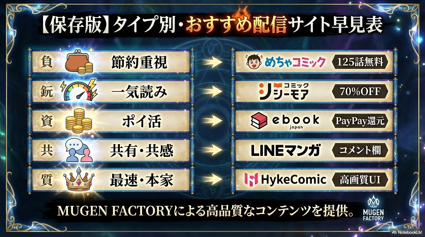 【保存版】タイプ別・おすすめ配信サイト早見表まとめ