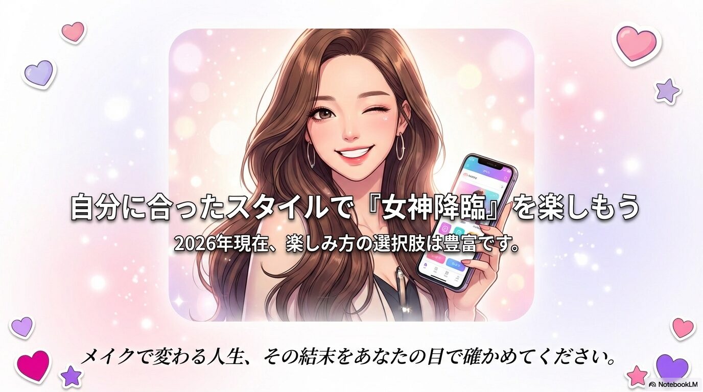 メイクで変わる人生の結末を見届けようというメッセージが込められた記事のまとめ画像