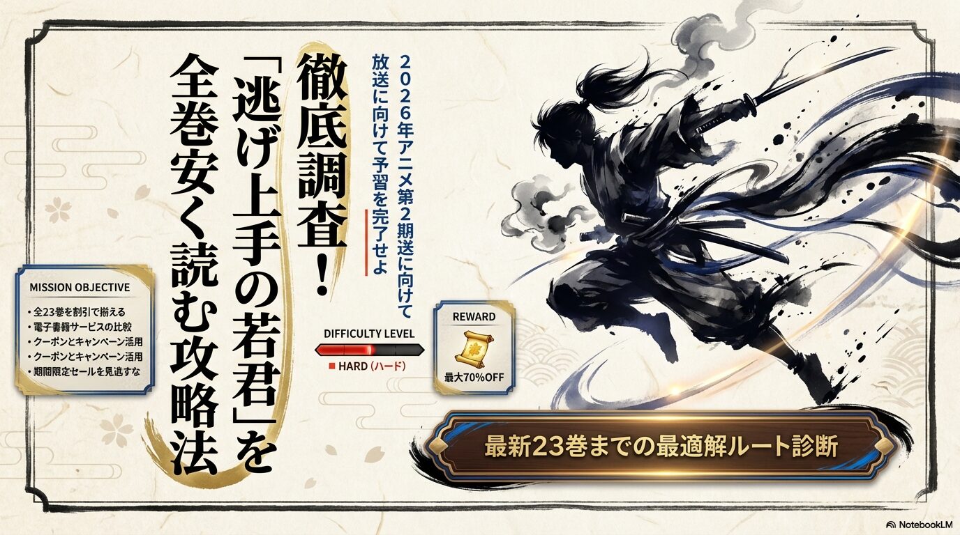 逃げ上手の若君の全23巻を割引クーポンやキャンペーンで安く揃えるための攻略ガイドスライド画像