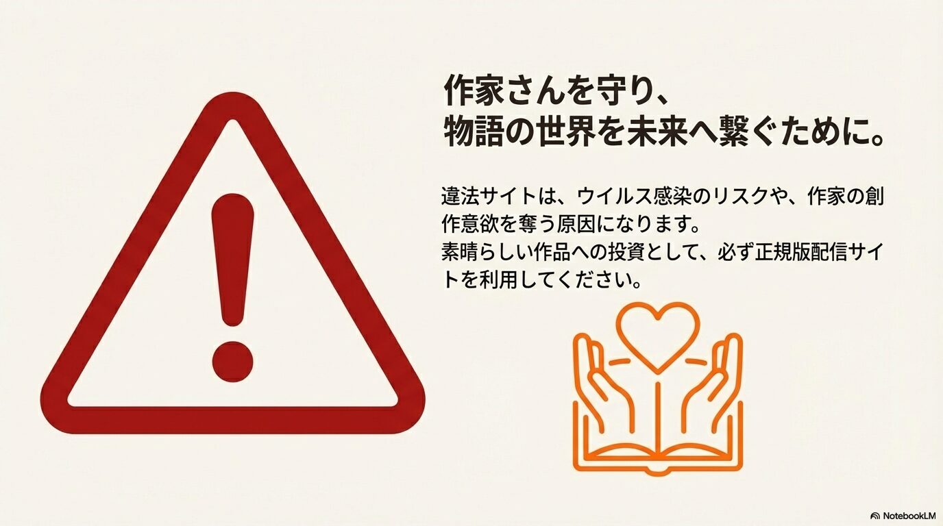 違法サイトを利用せず正規版で漫画家を支援しようというメッセージ