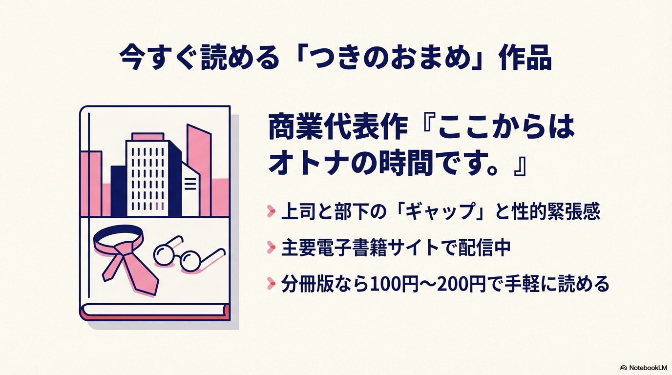 上司と部下のギャップが魅力の商業作品紹介。主要サイトで分冊版が100円〜200円で配信中であることを解説。