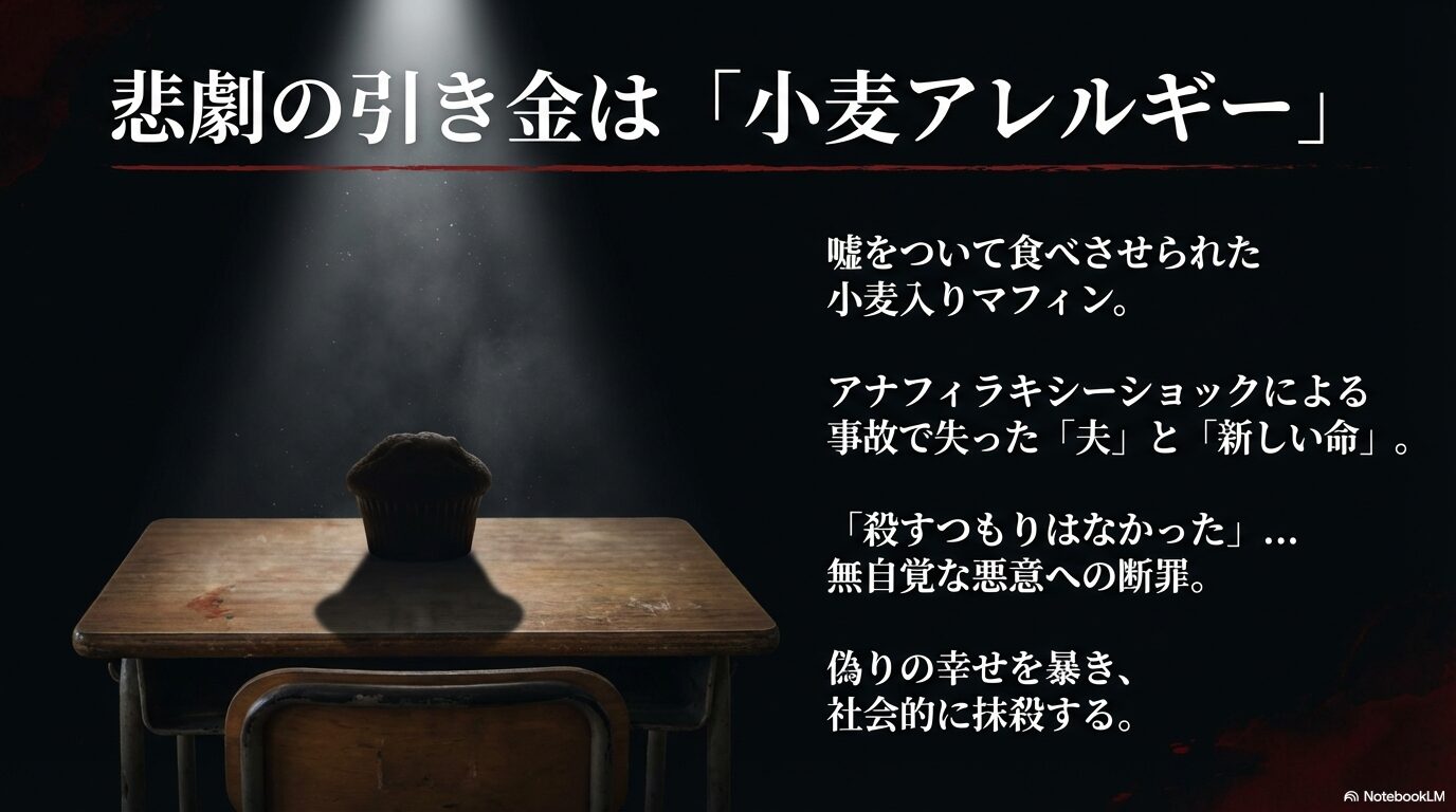 小麦入りマフィンを食べさせられたことによるアナフィラキシーショック事故の悲劇。無自覚な悪意を社会的に断罪する復讐のフロー。