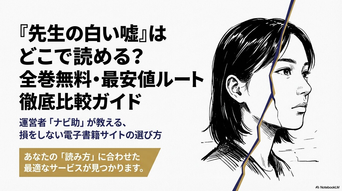 漫画『先生の白い嘘』を全巻無料や最安値で読むための比較ガイド。ナビ助が教える損をしないサイト選び。