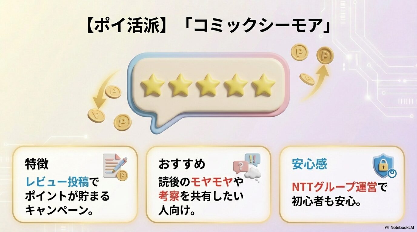 コミックシーモアのレビュー投稿キャンペーンとポイ活のメリット