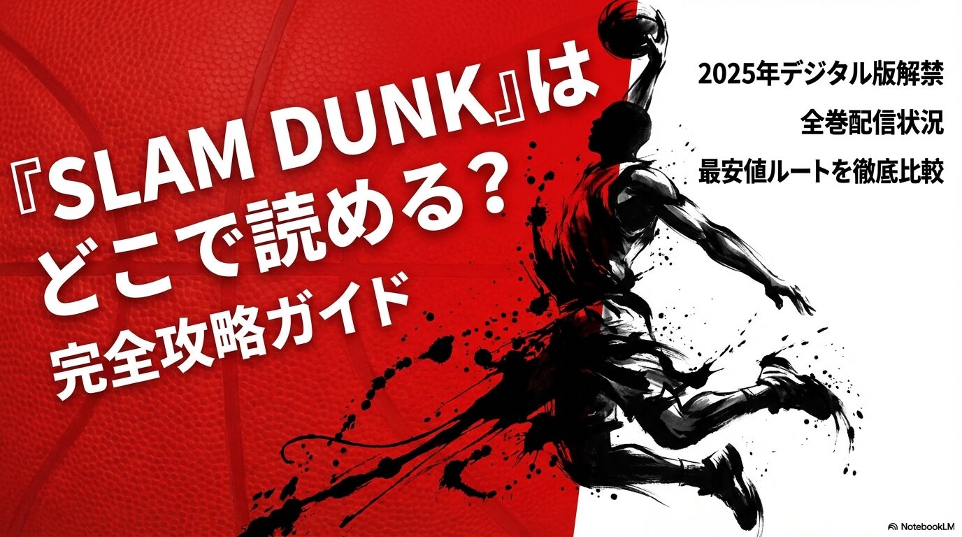 スラムダンクの漫画全巻配信状況と最安値ルートを比較する完全攻略ガイドのスライド画像。