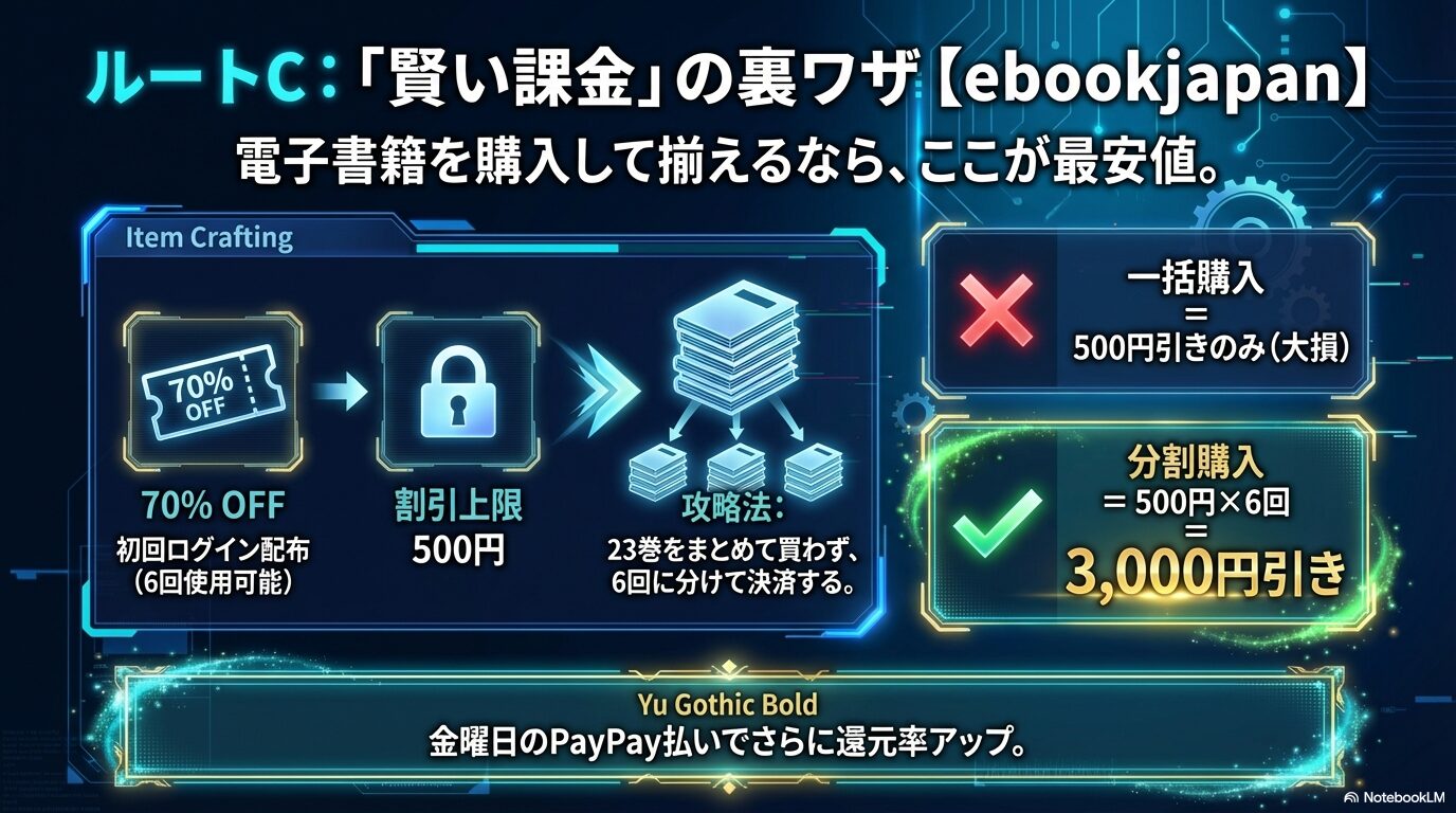 ebookjapanの初回クーポンを6回に分けて使い、俺だけレベルアップな件全巻を最安値で揃える裏ワザの解説