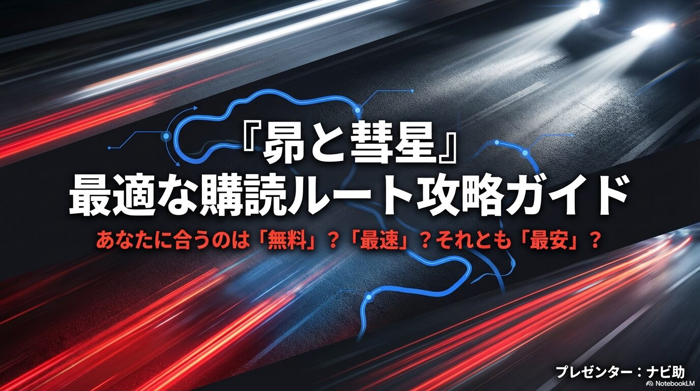 しげの秀一先生の最新作『昴と彗星』の最適な購読ルートを解説するナビ助のガイド表紙。