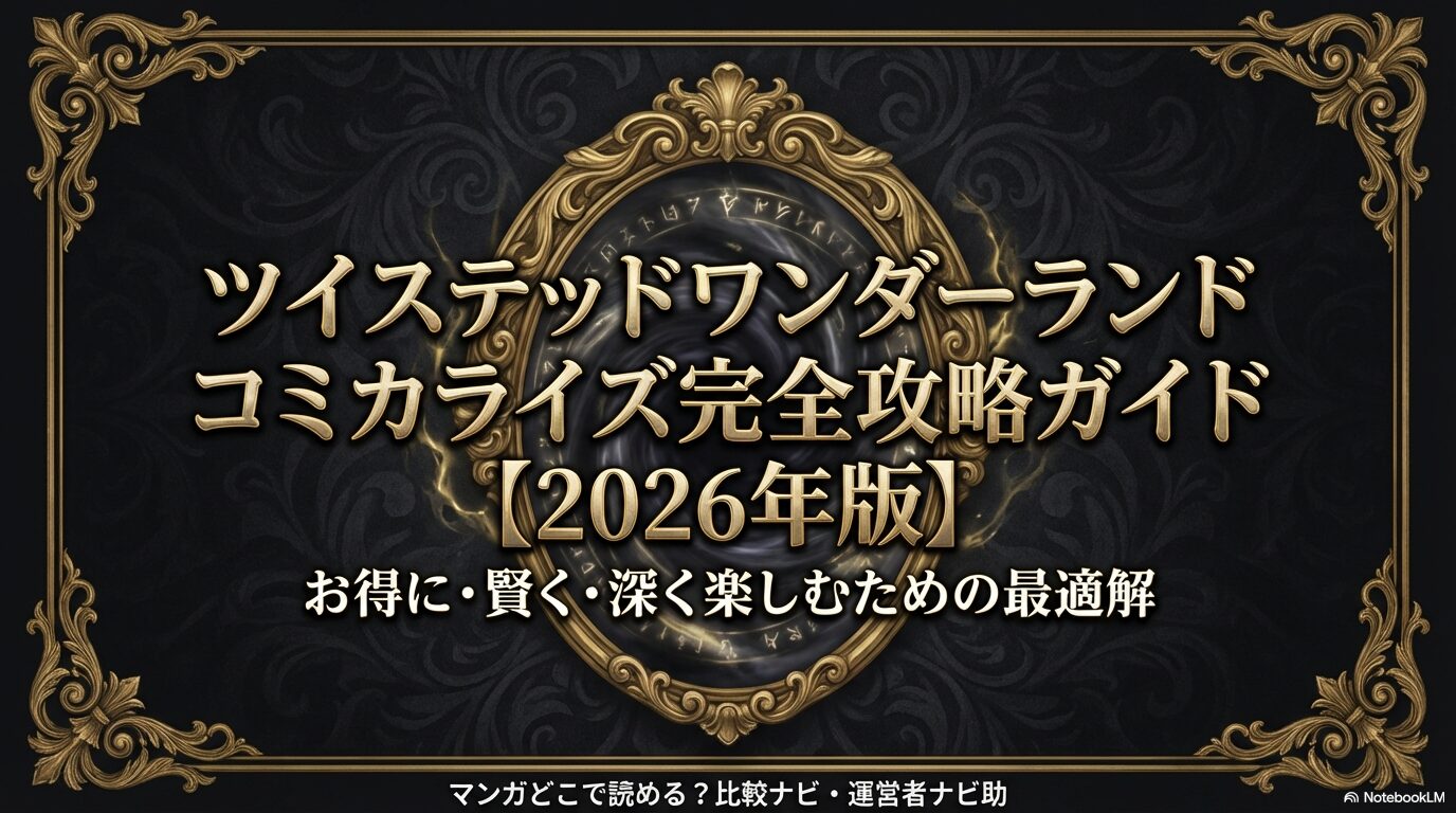 ツイステコミカライズ完全攻略ガイド2026年版の表紙画像。お得に賢く楽しむための最適解をナビ助が解説。
