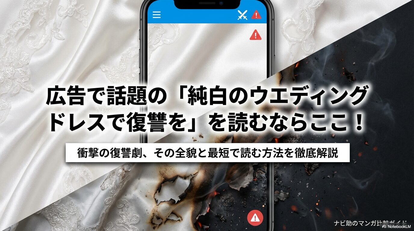 マンガ「純白のウエディングドレスで復讐を」を最短で読む方法を解説したスライドの表紙。