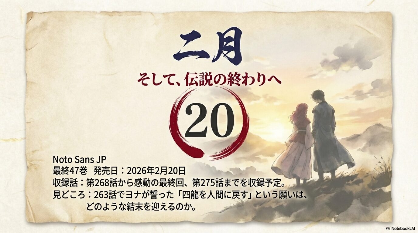 暁のヨナ最終47巻は2026年2月20日発売。第268話から最終回までを収録