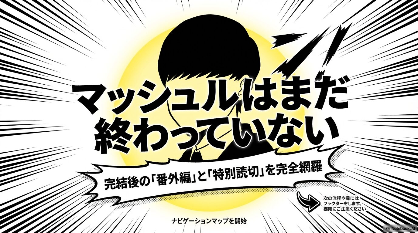 漫画マッシュルの完結後番外編と特別読切の掲載場所を完全網羅したナビゲーションマップの表紙。