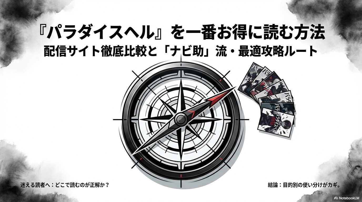 マンガ「パラダイスヘル」を一番お得に読むための配信サイト比較と攻略ルートの概要スライド