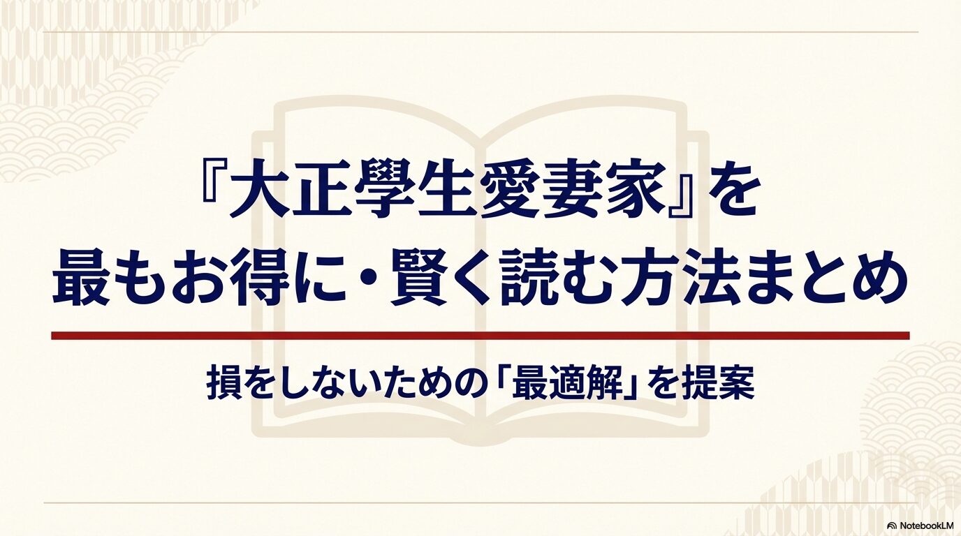 大正學生愛妻家を最もお得に賢く読む方法まとめスライド。損をしないための最適解を提案。