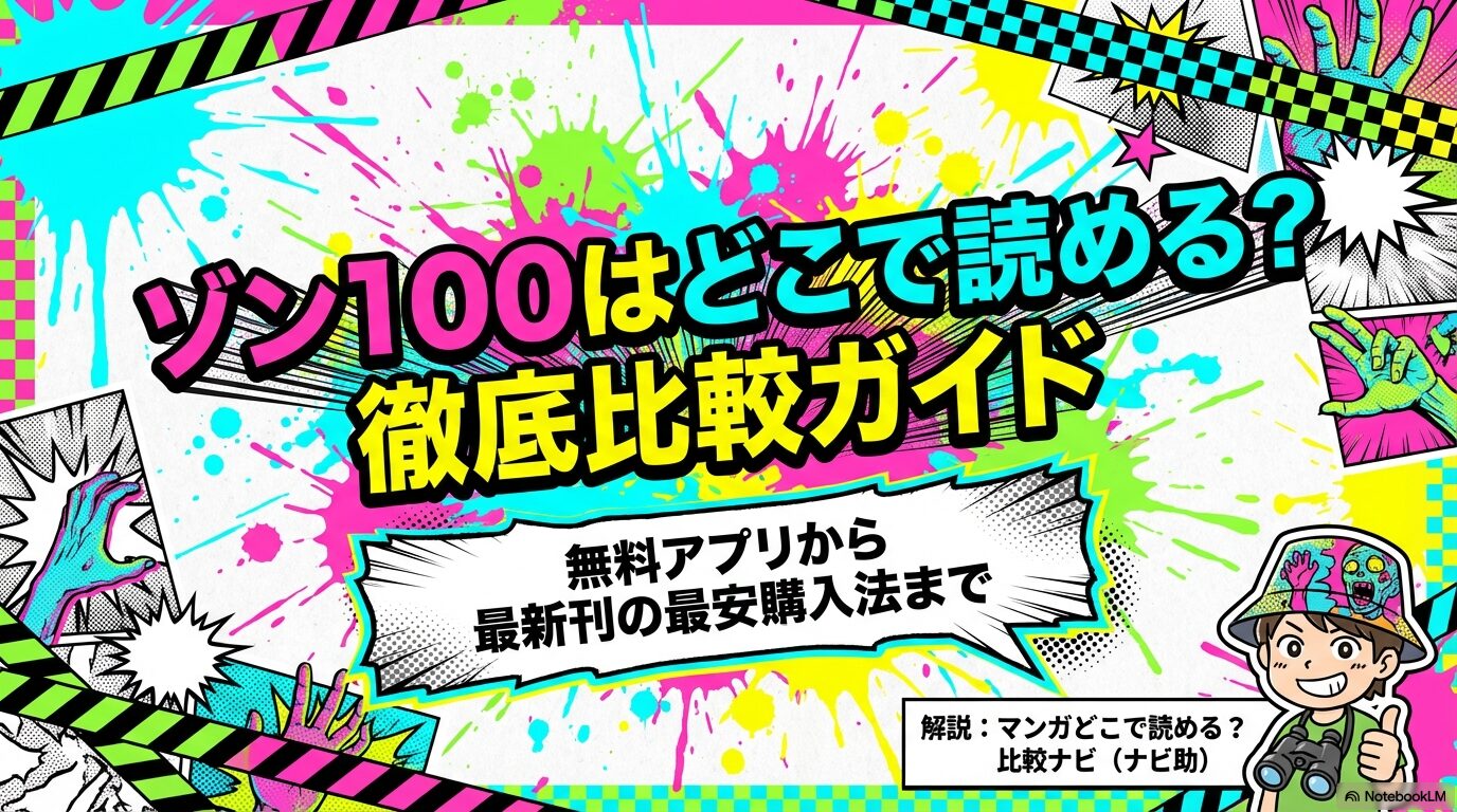 ゾン100の無料アプリから最新刊の最安購入法までを解説する比較ガイドの表紙スライド